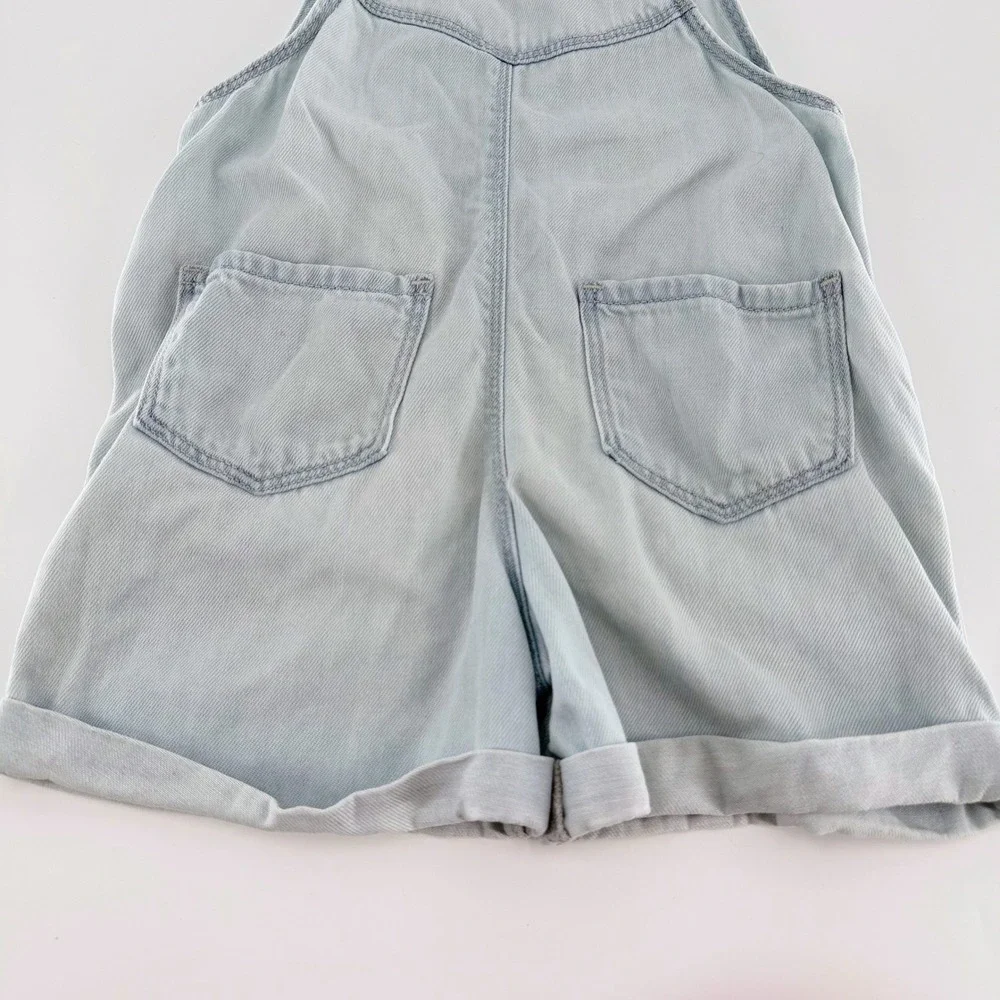 OSHKOSH B'GOSH Girls Denim Shortalls 5T Light Wash Heart Pocket Overalls